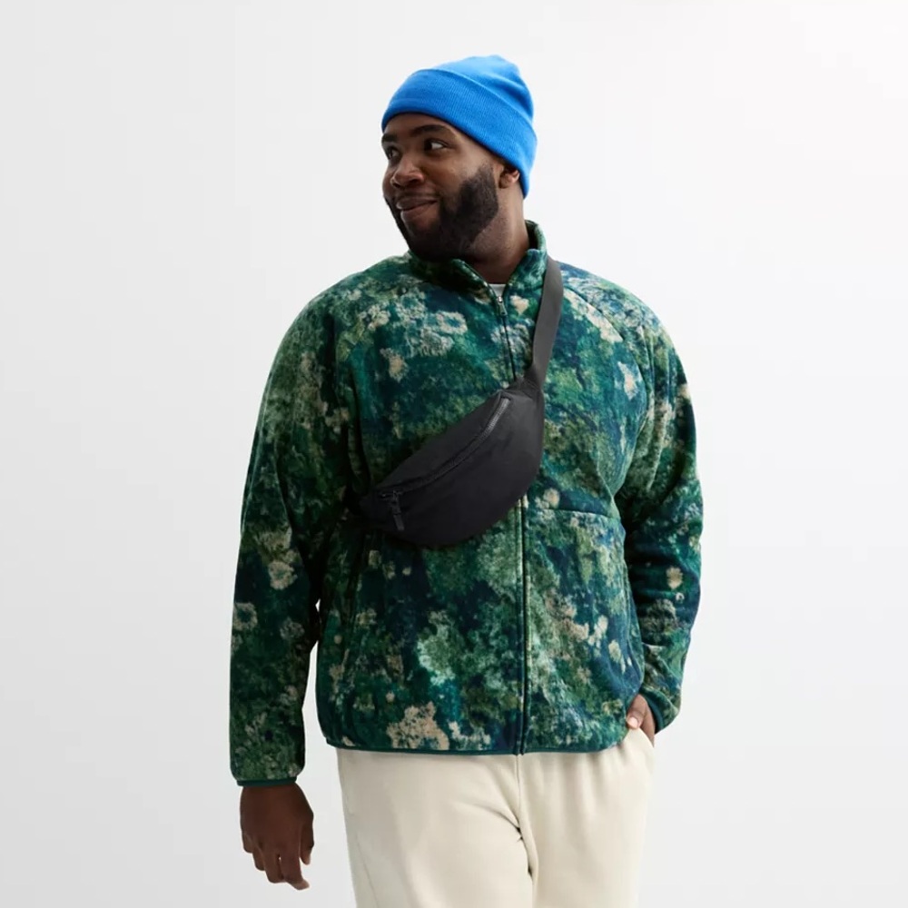 🌲 Tek Gear Men’s Moss Abstract Micro Fleece Full Zip Up Jacket - XL 🌲